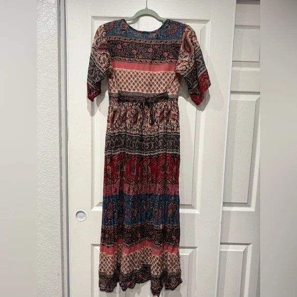 Melrose Boho Patchwork Bohemian Midi Dress - Picture 3 of 8